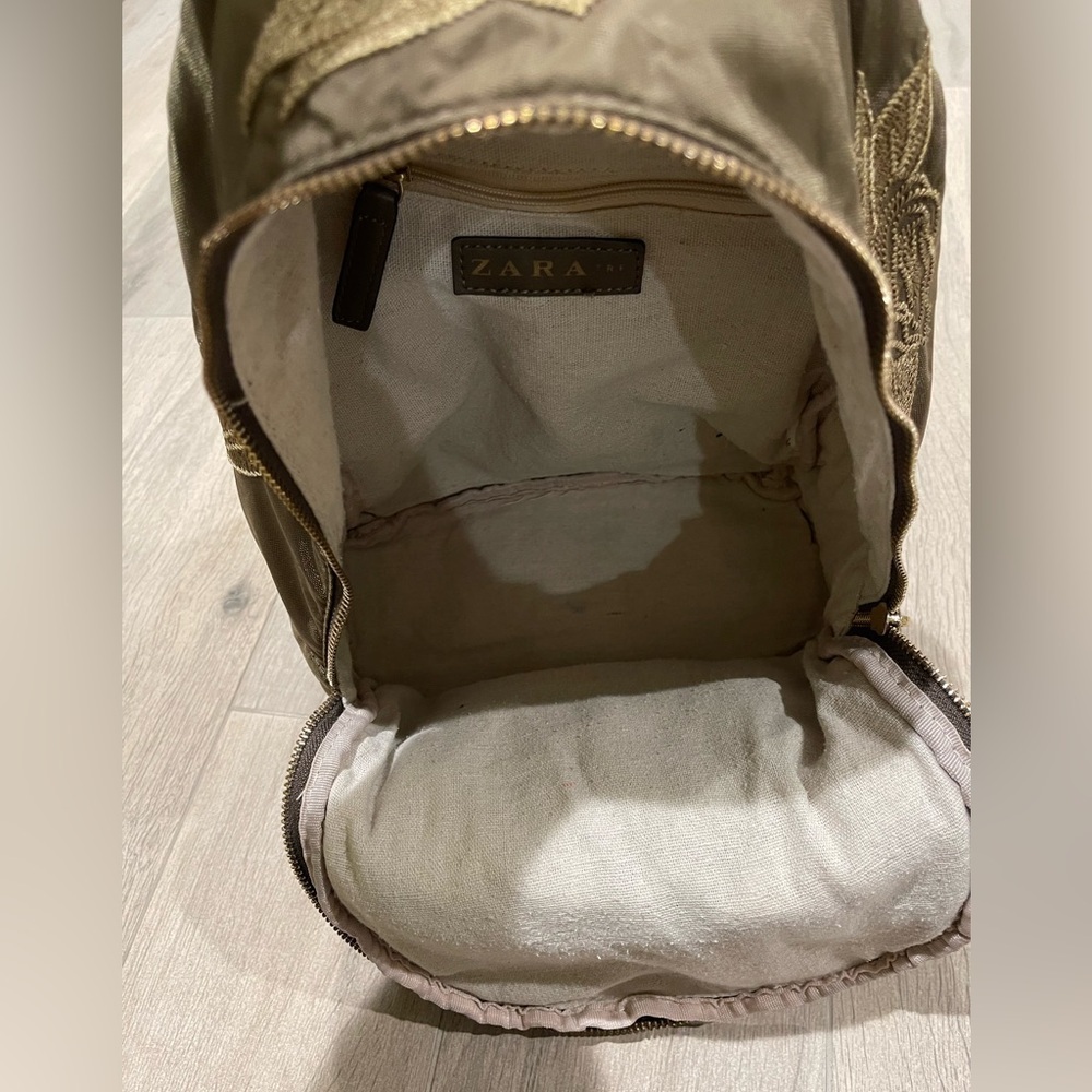 Zara Embroidered Olive Backpack - Picture 6 of 9